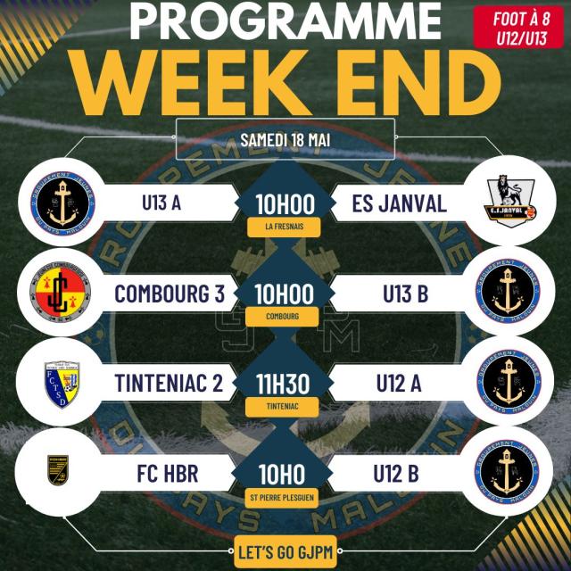 GJPM - Programme  : PROGRAMME DU WEEK END